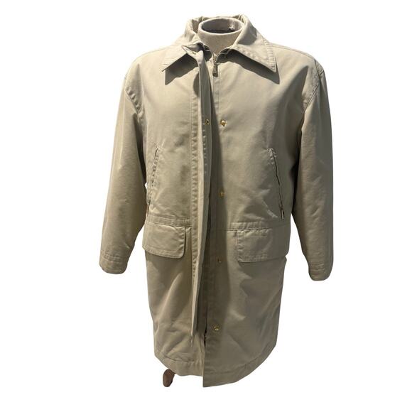 Vintage Escada Margaretha Ley Beige Trench Coat Made Germany 89-90 Plaid Lined - Picture 2 of 12